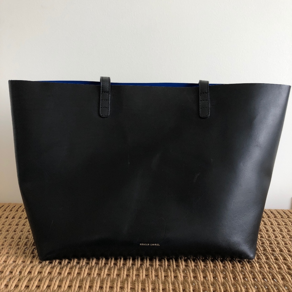 Mansur Gavriel large black leather tote bag